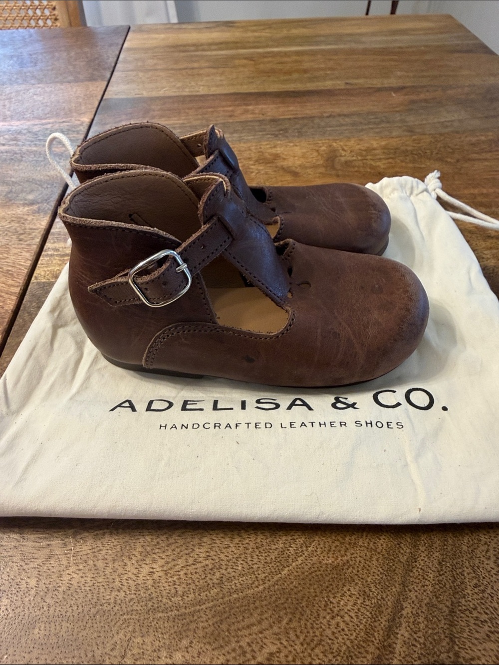 Adelisa & Co. Kids Brown Leather Buckle Dress Shoes